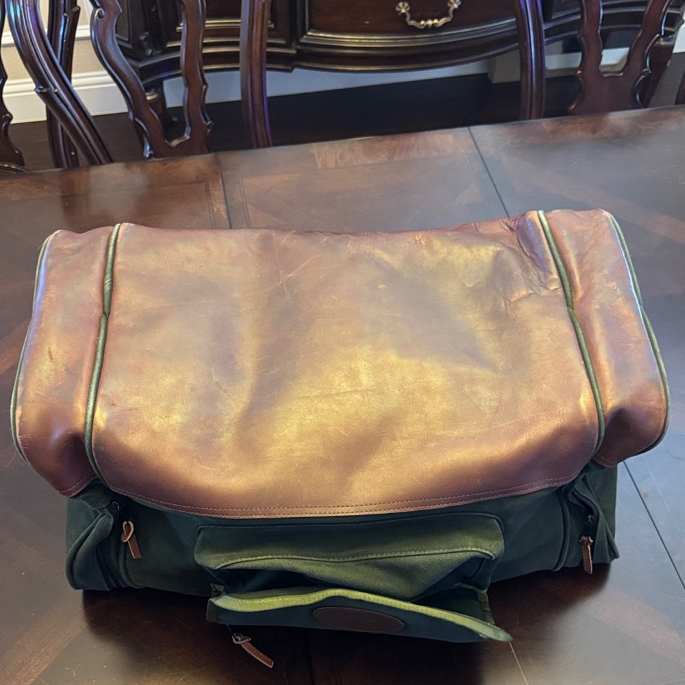 Vintage ORVIS BATTENKILL 25" Green Canvas Leather Duffle Bag - EUC - Picture 7 of 14